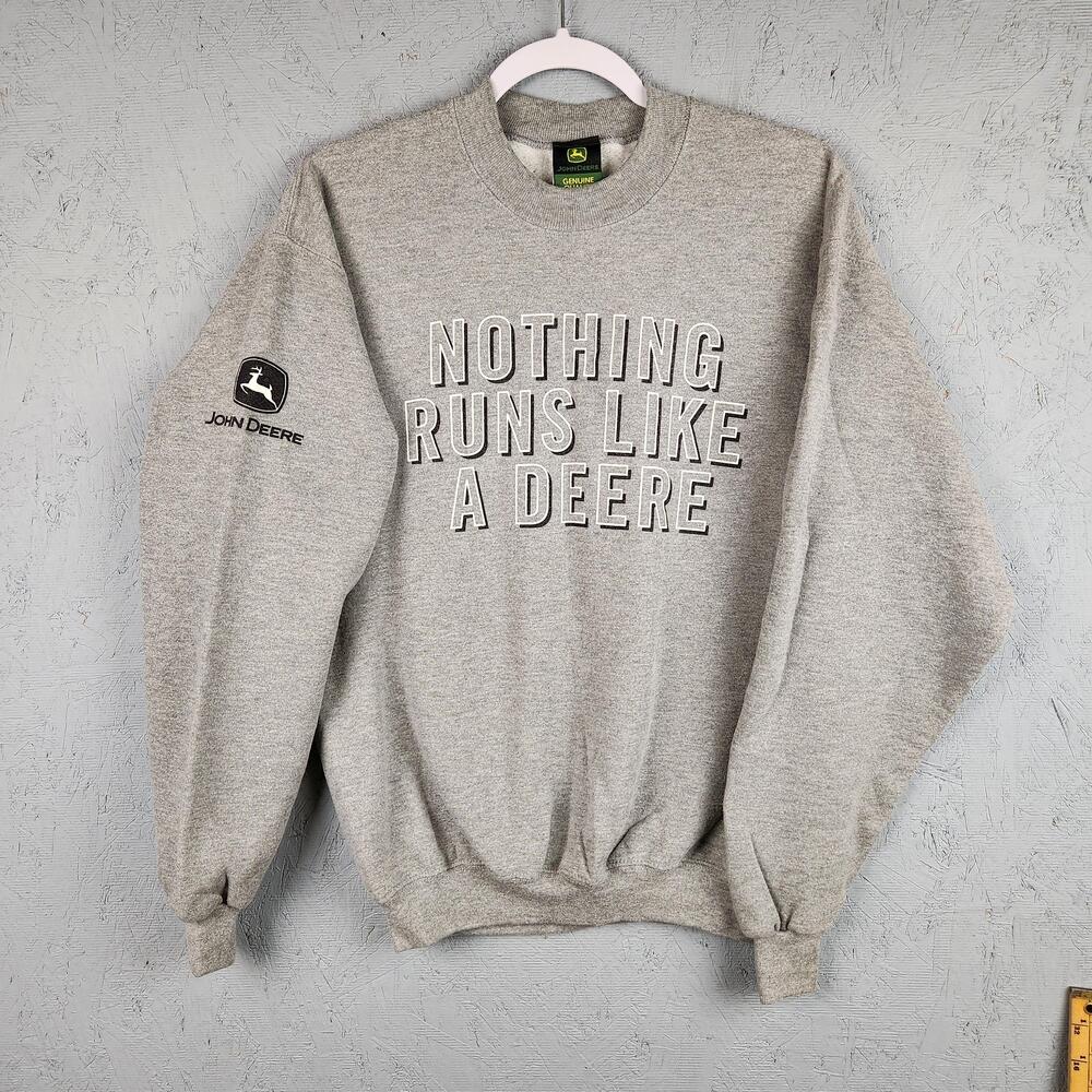 Vintage John Deere Sweatshirt Mens Medium Nothing Runs Like A Deere Crewneck Y2K